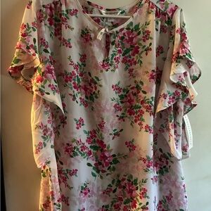 Counterparts Floral Ruffle Sleeve Top NWT size XL
